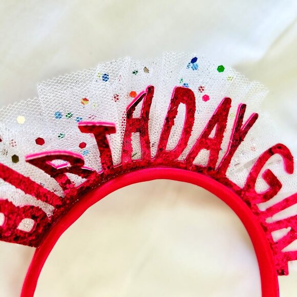 Happy Birthday Glitter Confetti & Lace Girls Headband Fashion Hair accessory - Picture 3 of 6